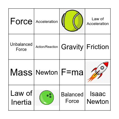 Forces & Motion Bingo Card
