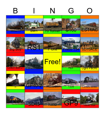 Locomotives in Louisiana,Arkansas,Texas,Alabama and Mississippi Bingo Card
