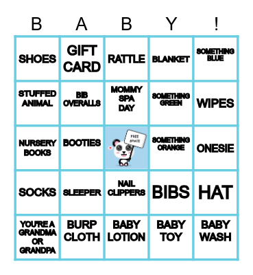 MYLO'S BABY SHOWER GIFT BINGO Card