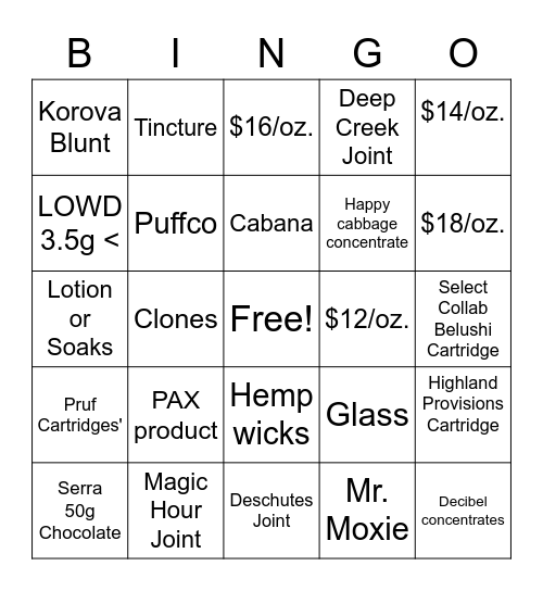 Week of 6/5 - 6/12 Bingo Card