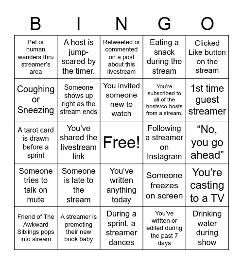 WWW June 2021 Bingo Card