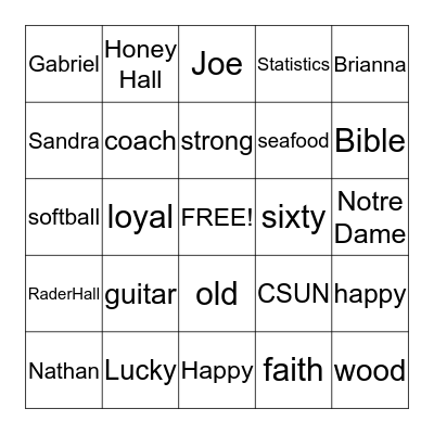 Steve's Sixtieth Bingo Card