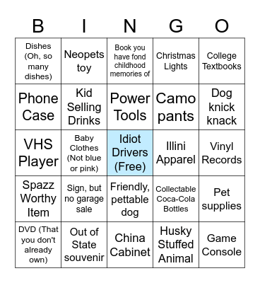 Garage Sale Bingarino Bingo Card