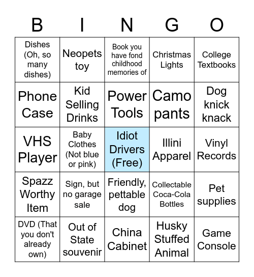 Garage Sale Bingarino Bingo Card
