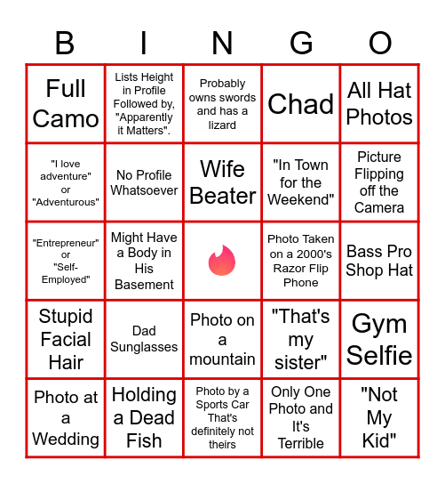 Tinder Bingo Card