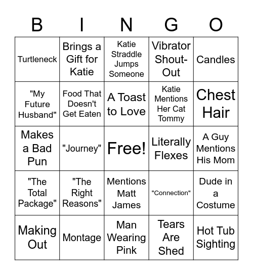 Blended Bachelorette Bingo Card