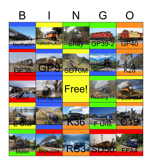 Colorado Railroads Bingo Card