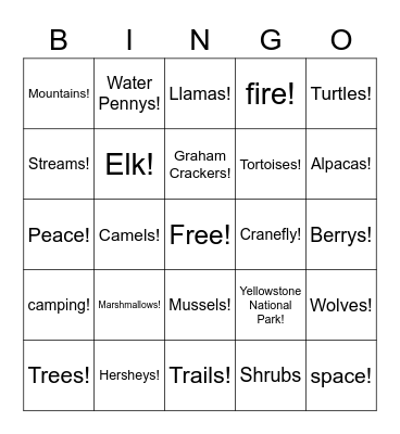 Outdoor Ed Friendos ^v^ Bingo Card