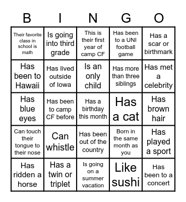 Ice Breaker Bingo Card