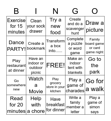 Spring Break BINGO Card