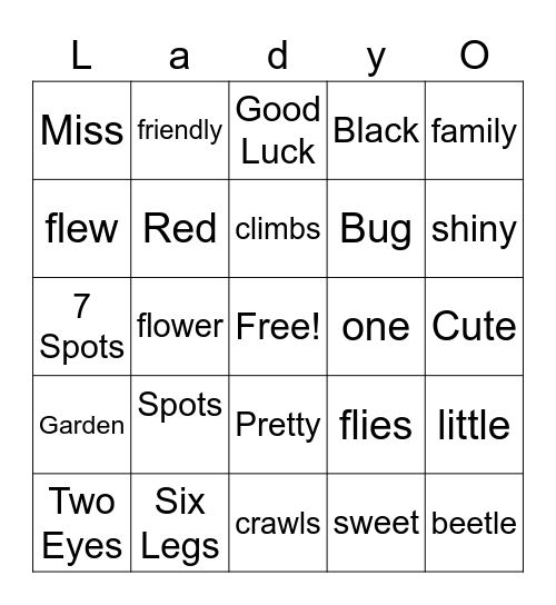 Lady Bug Bingo Card