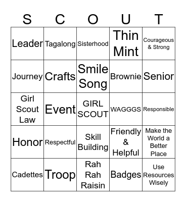 GIRL SCOUT BINGO Card