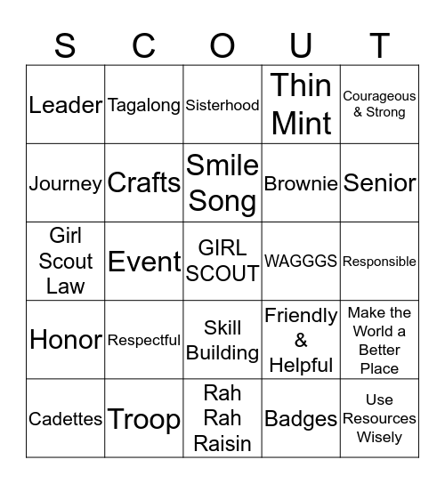 GIRL SCOUT BINGO Card