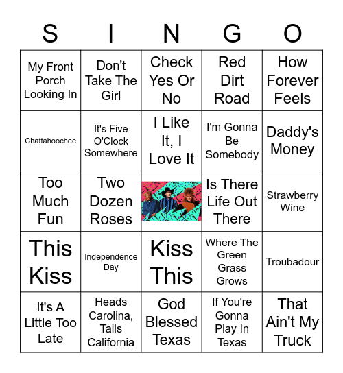 90s Country SINGO Bingo Card