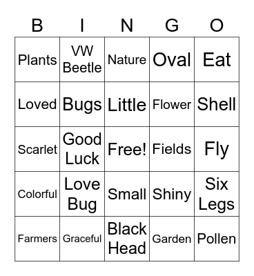 Lady Bug Lucky Bingo Card