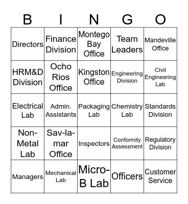 Bureau Bingo Card