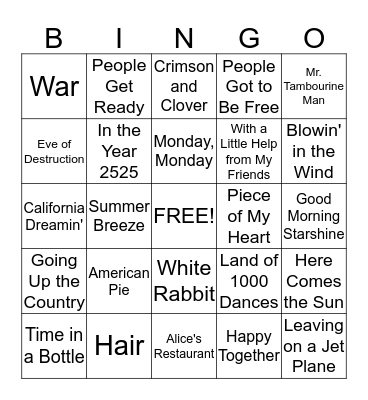 *Flower Power* Bingo Card