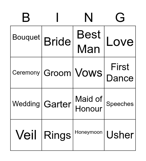 Carly's Hen Do Bingo Card