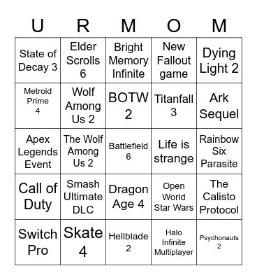 SAM Bingo Card