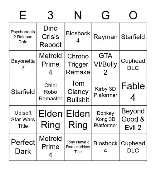 Make Tyler Happy Bingo Card