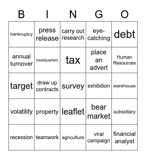 Market Leader Interm Units 4-6 Bingo Card