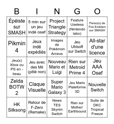 Bingo Conf Nintendo E3 2021 Bingo Card