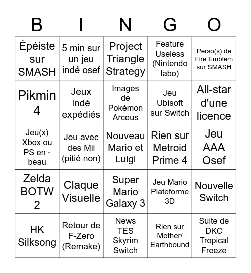 Bingo Conf Nintendo E3 2021 Bingo Card