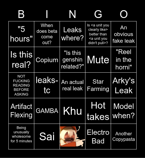 #leaks-genshin Daily Bingo Card