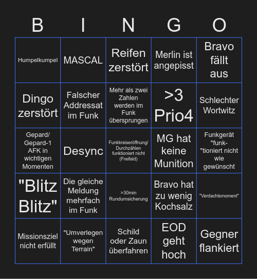 GSG BINGO Card
