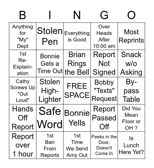 Home Depot Inventory Bingo Card