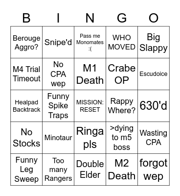 CM3 Bingo Card