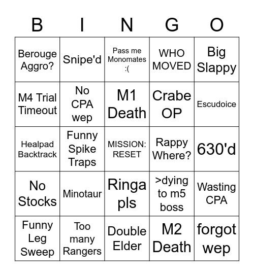 CM3 Bingo Card