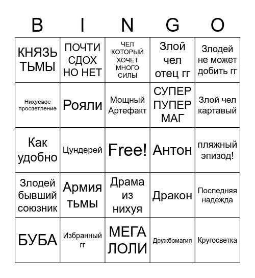 ЦЕПНЫЕ ЧЁ ТО ТАМ Bingo Card