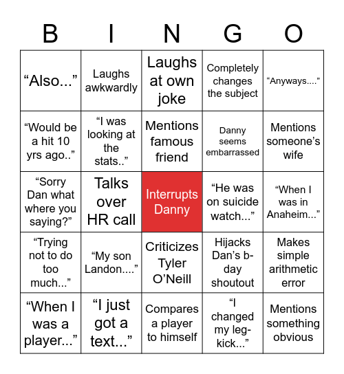 Jimmy-isms Bingo Card