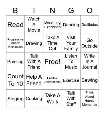 Coping Skills Bingo! Bingo Card