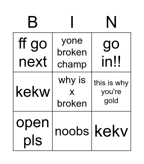 Untitled Bingo Card