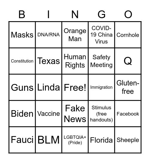 2021 Burger Bingo Card