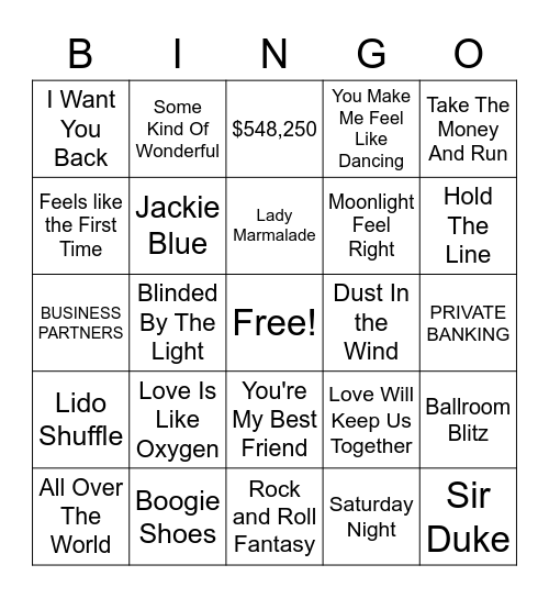 Trustmark 70's Party Bingo Card