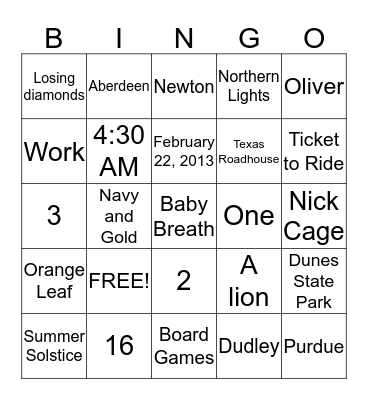 Wedding 2015! Bingo Card