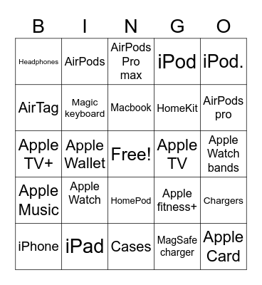Apple Bingo Card