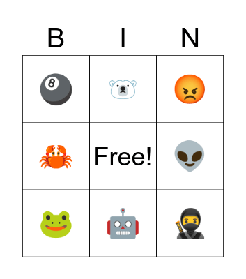 Emoji Bingo Ages 4+ Bingo Card