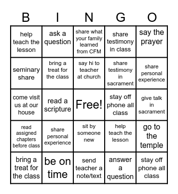 SUNDAY SCHOOL Bingo Card