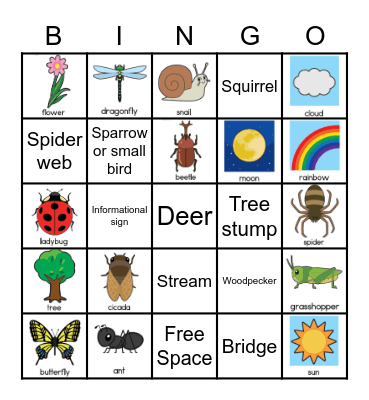 Troop 56055 Nature Walk Bingo Card