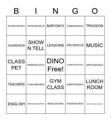 DINO BINGO Card