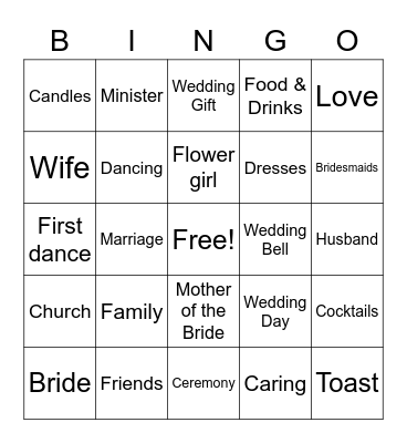 Wedding Bingo Card