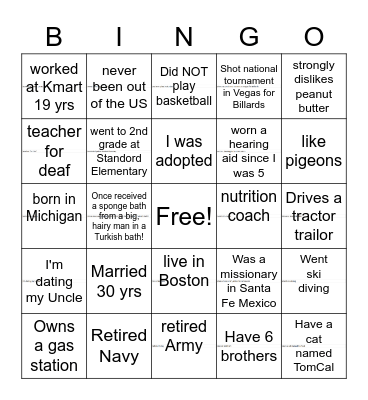 Davis Family Bingo Card