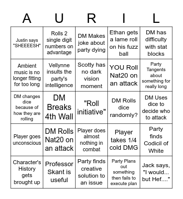 DnD Bingo Card Bingo Card