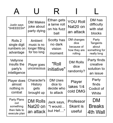 DnD Bingo Card Bingo Card