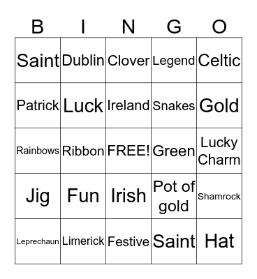 St. Patrick's Day  Bingo Card