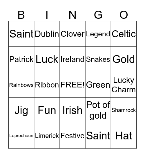 St. Patrick's Day  Bingo Card